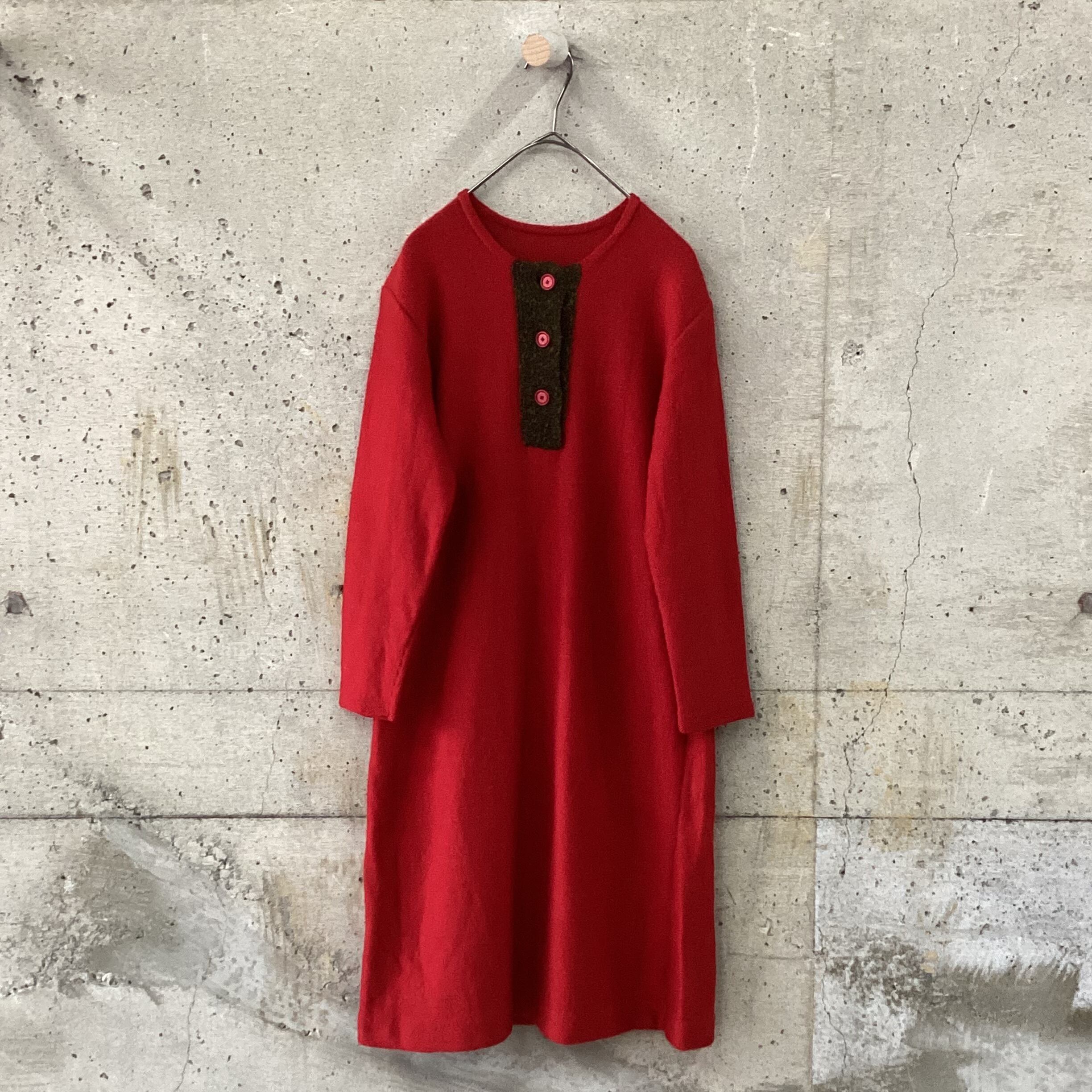 Hand-knitted red dress