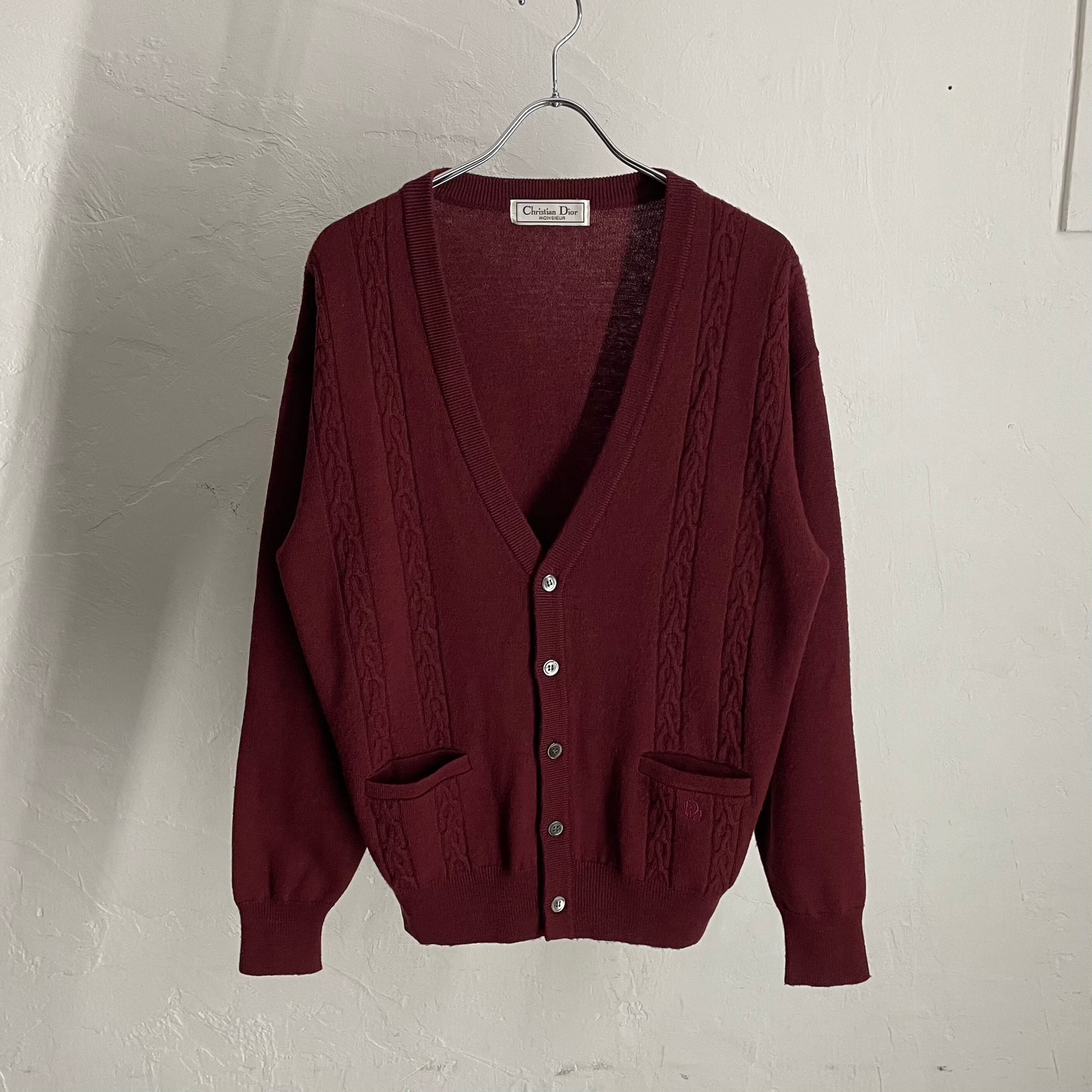 80s Christian Dior Wool Cable Knit Cardigan