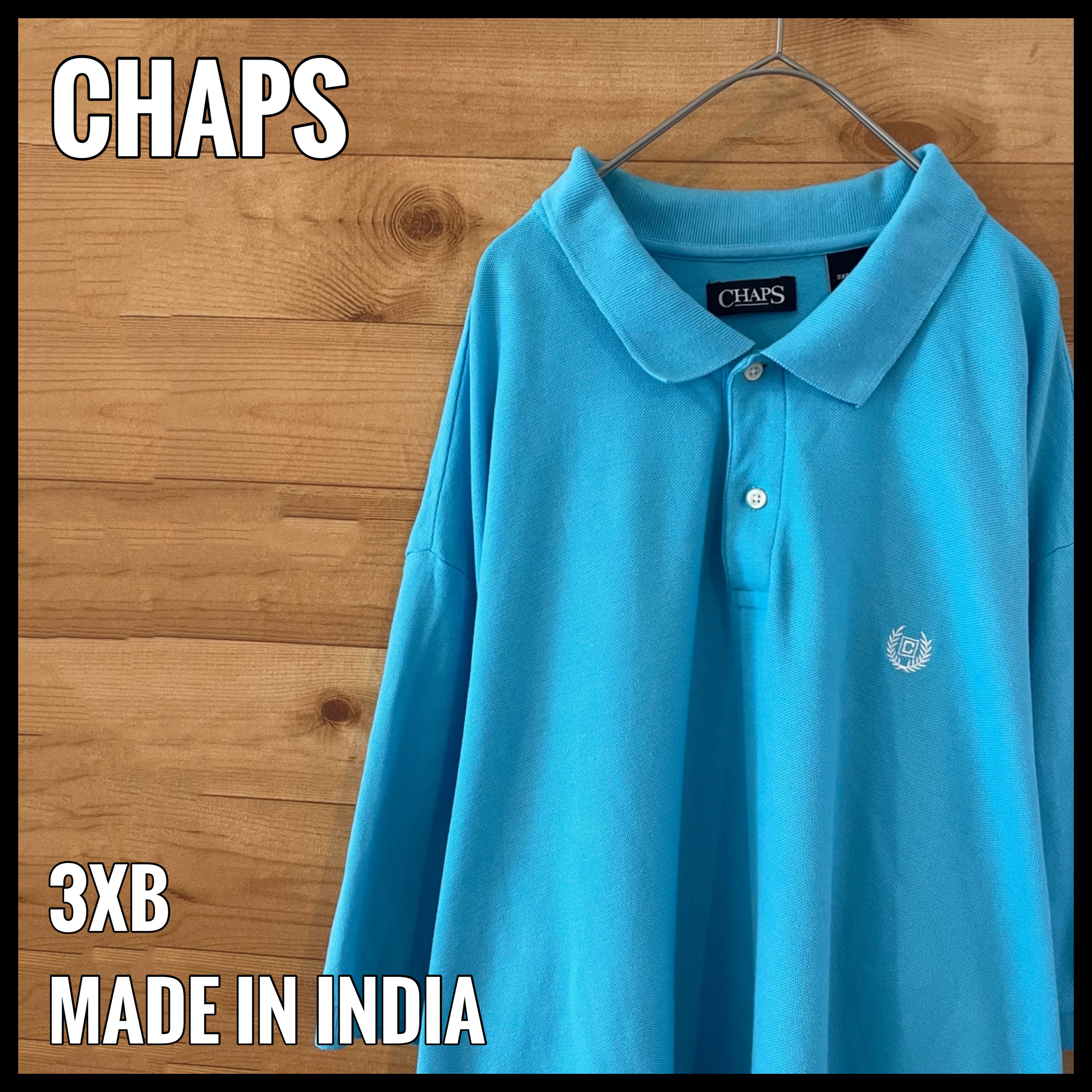 CHAPS】ビッグサイズ ポロシャツ 3XB 刺繍ロゴ ライトブルー ...
