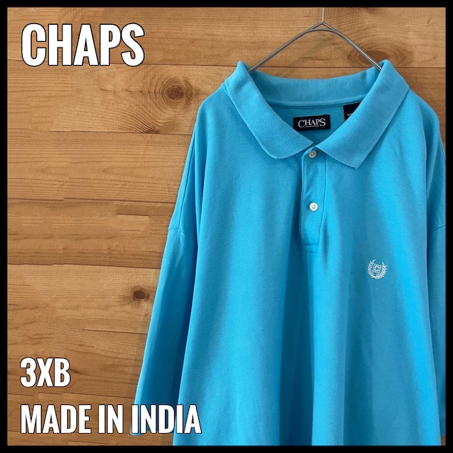【CHAPS】ビッグサイズ ポロシャツ 3XB 刺繍ロゴ ライトブルー チャップス US古着 アメリカ古着