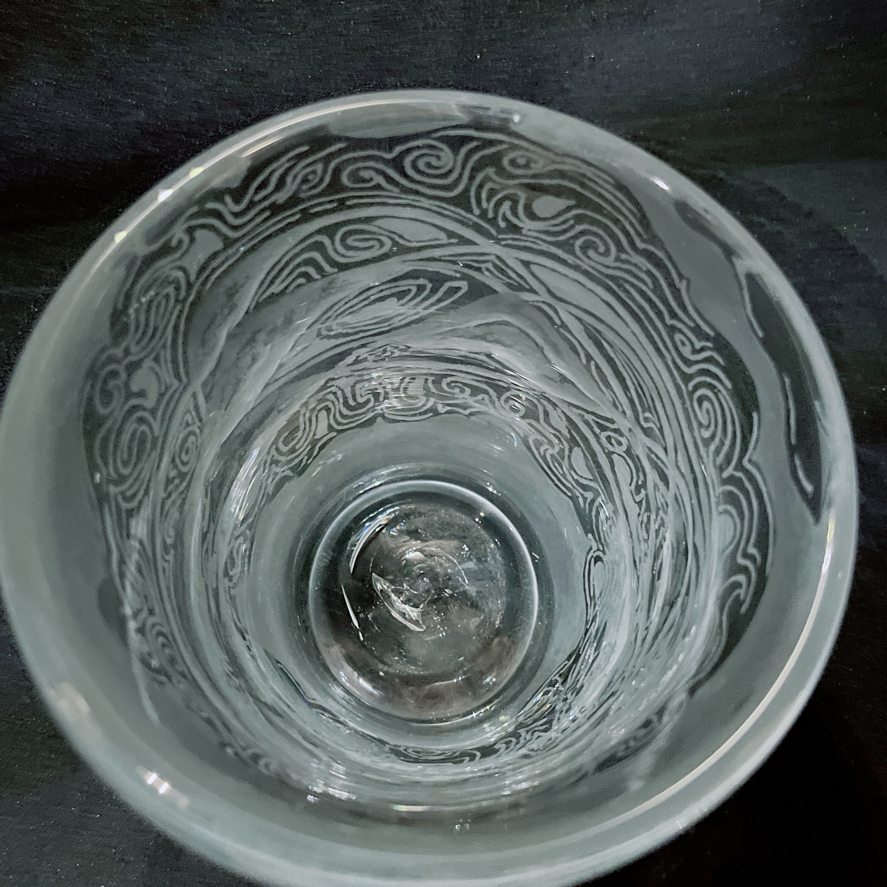 ザルツブルグ サンドブラスト グラビールガラスボウル ハンドメイド