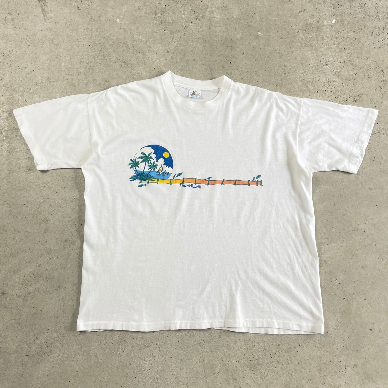 80年代 USA製 TOUGH TEE BELTON ハワイ プリントTシャツ メンズXL 古着