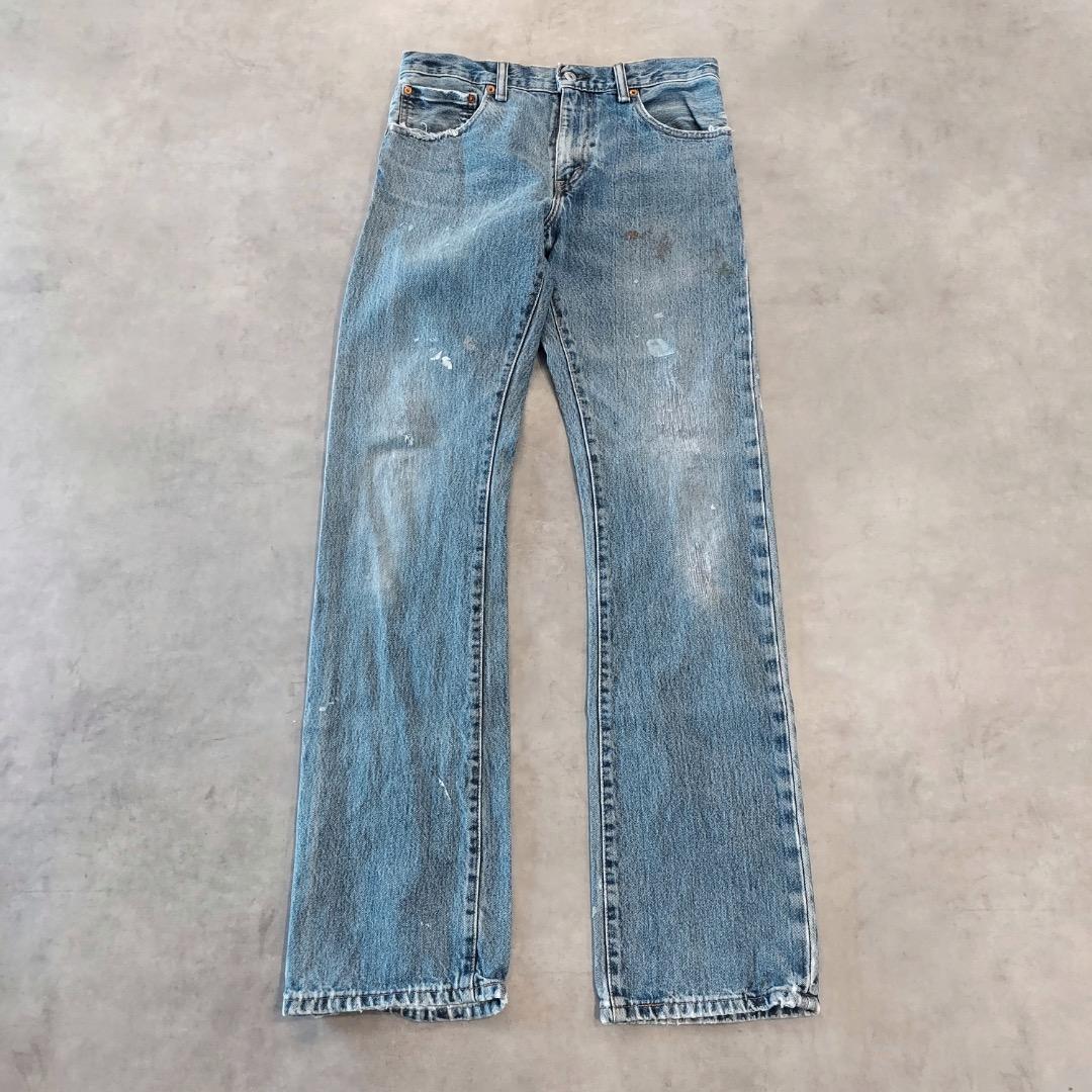 リーバイス517 Levis W31 フレア ブーツ 青 ヒゲ 古着 18467