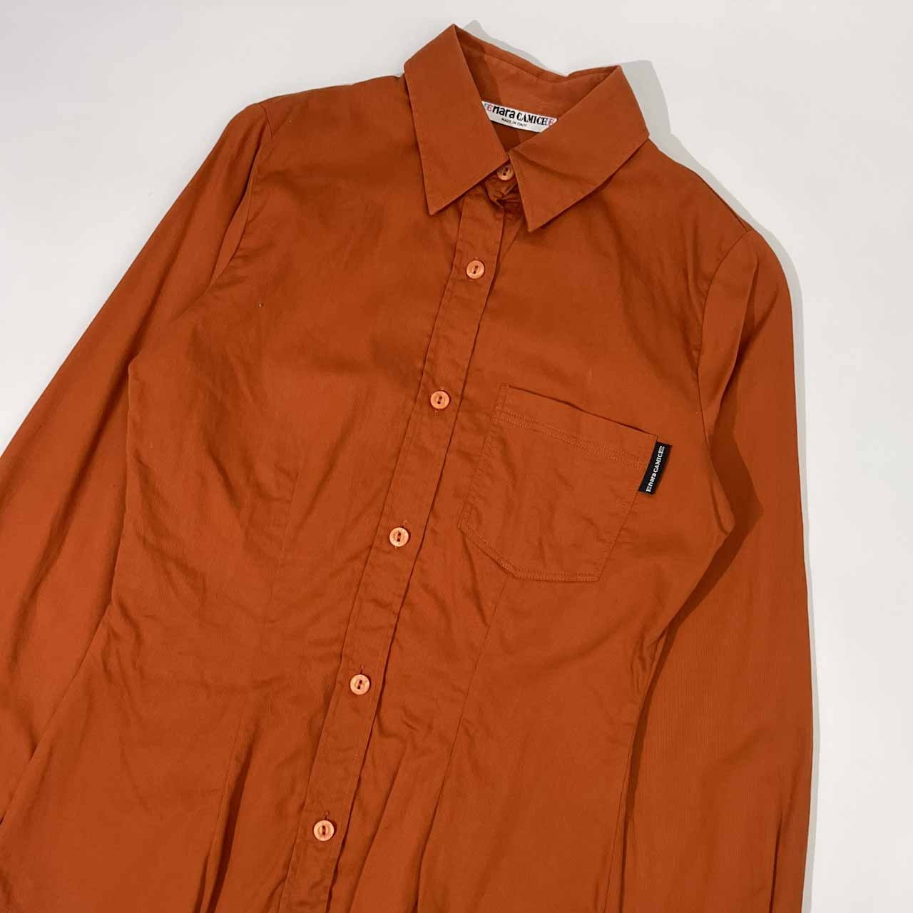 イタリア製 NARA CAMICIE ナラカミーチェ 長袖 ブラウス シャツ 1 /キャメル オレンジ