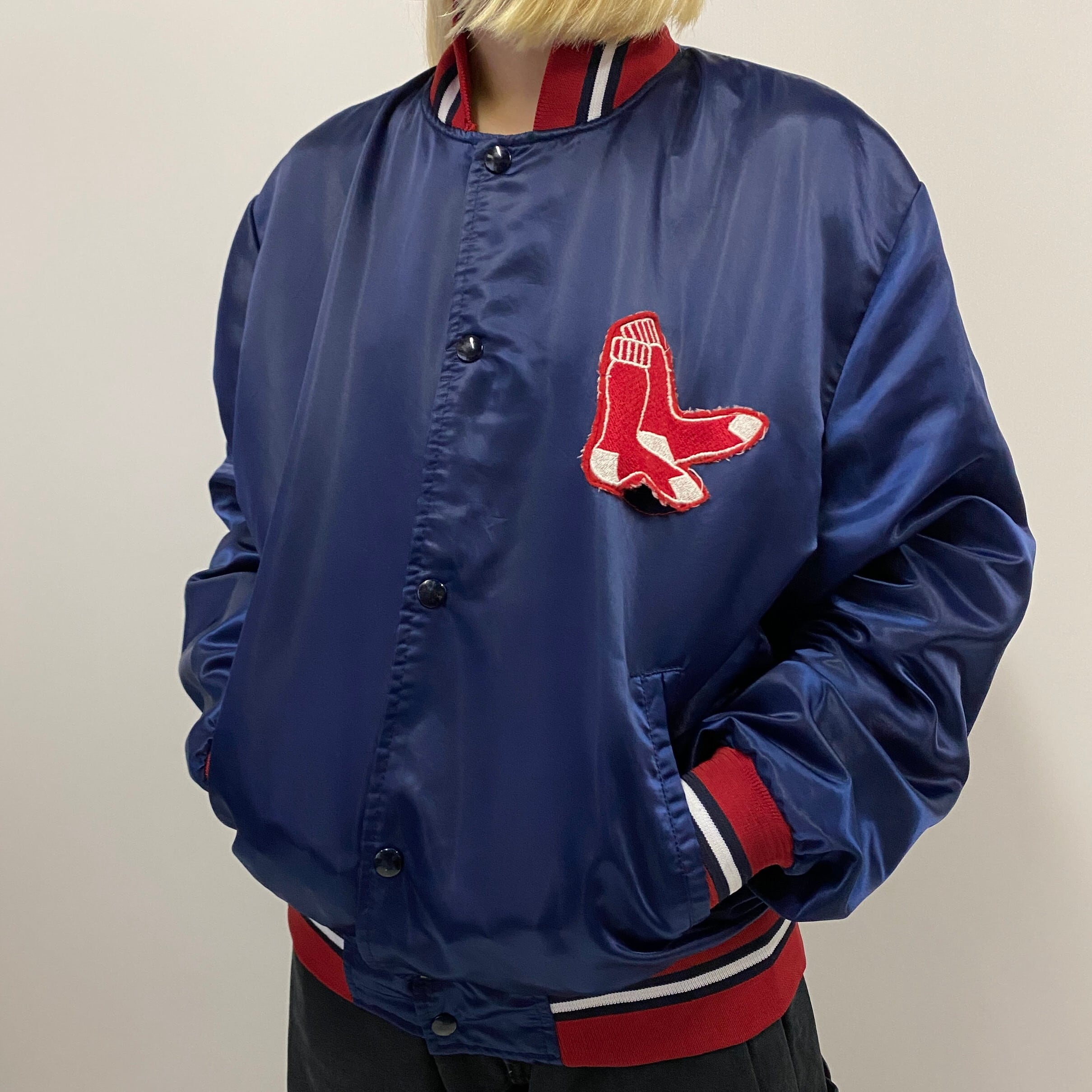 90年代 カナダ製 MLB ボストン レッドソックス ナイロンスタジャン 