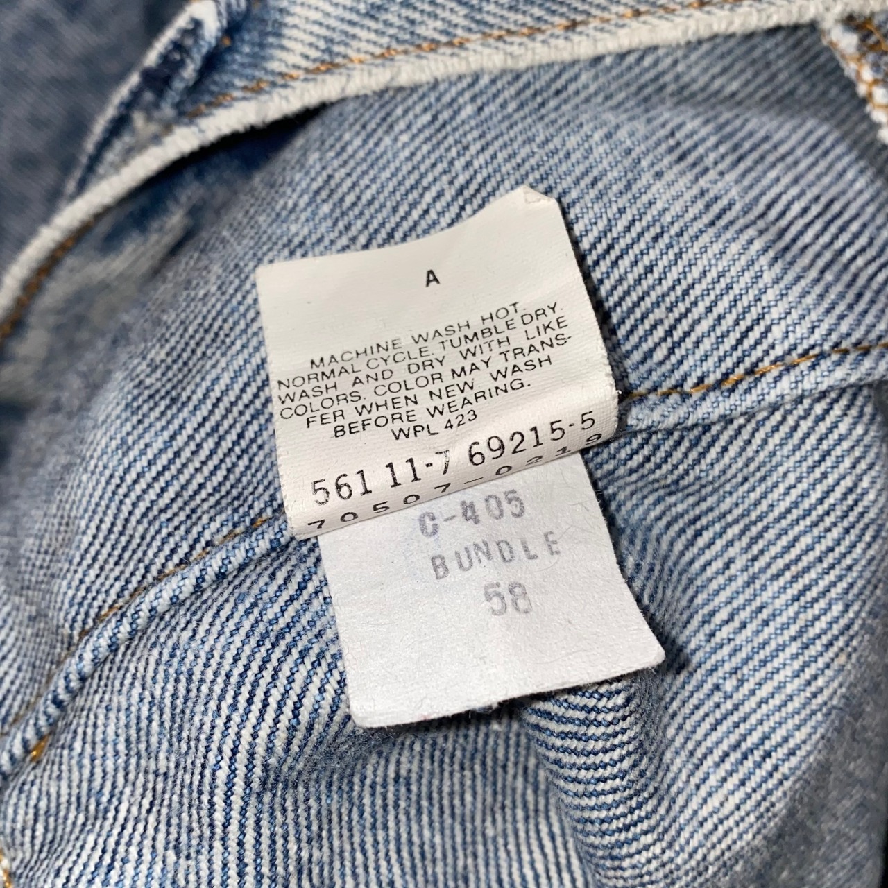 vintage 1980’s LEVI’S 70507 chemical wash denim jacket