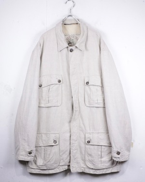 【Caka act2】Multi Pocket Design Vintage Linen × Cotton Safari Jacket