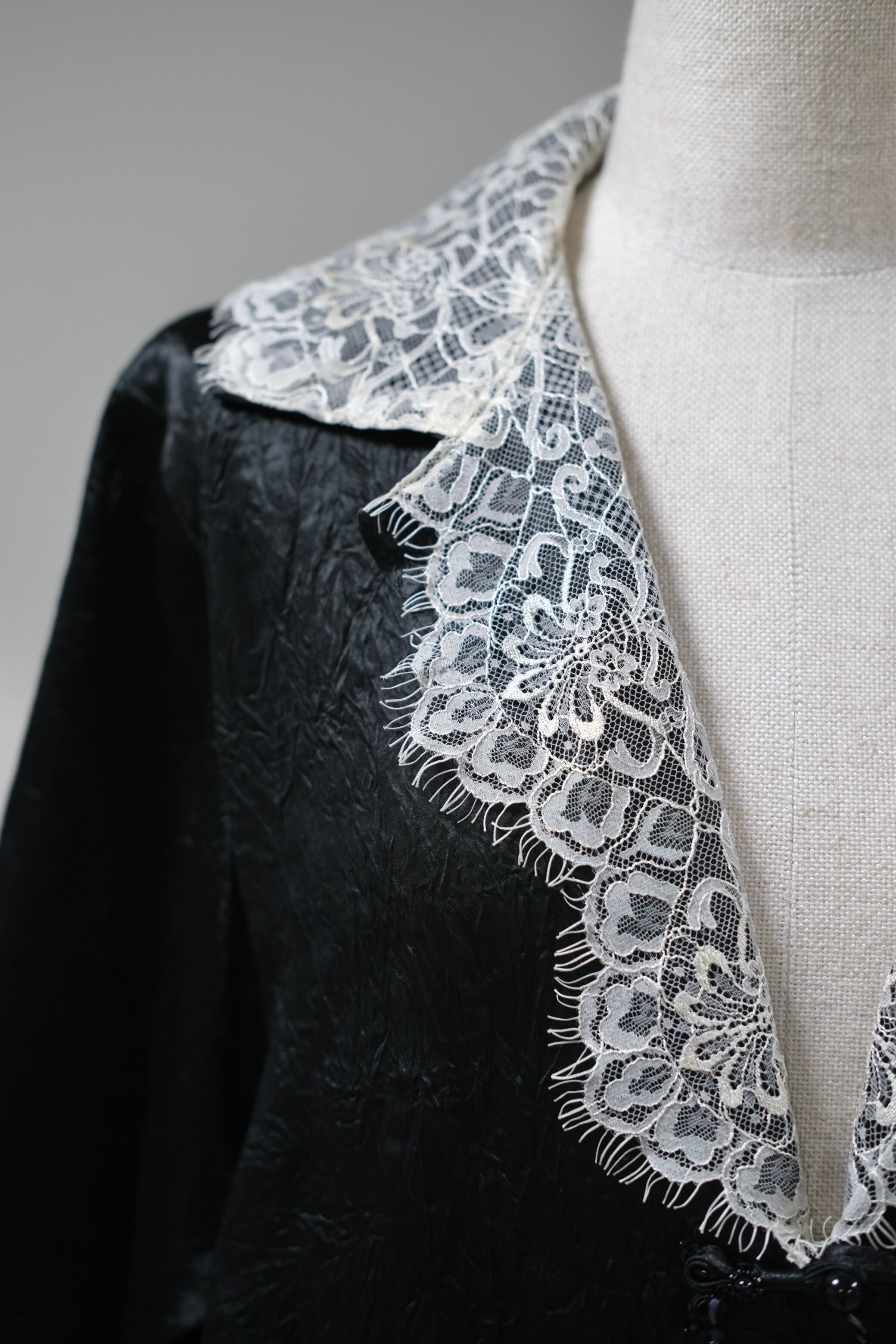 Tanaka Daisuke】lace collar sleep china button shirt | loop