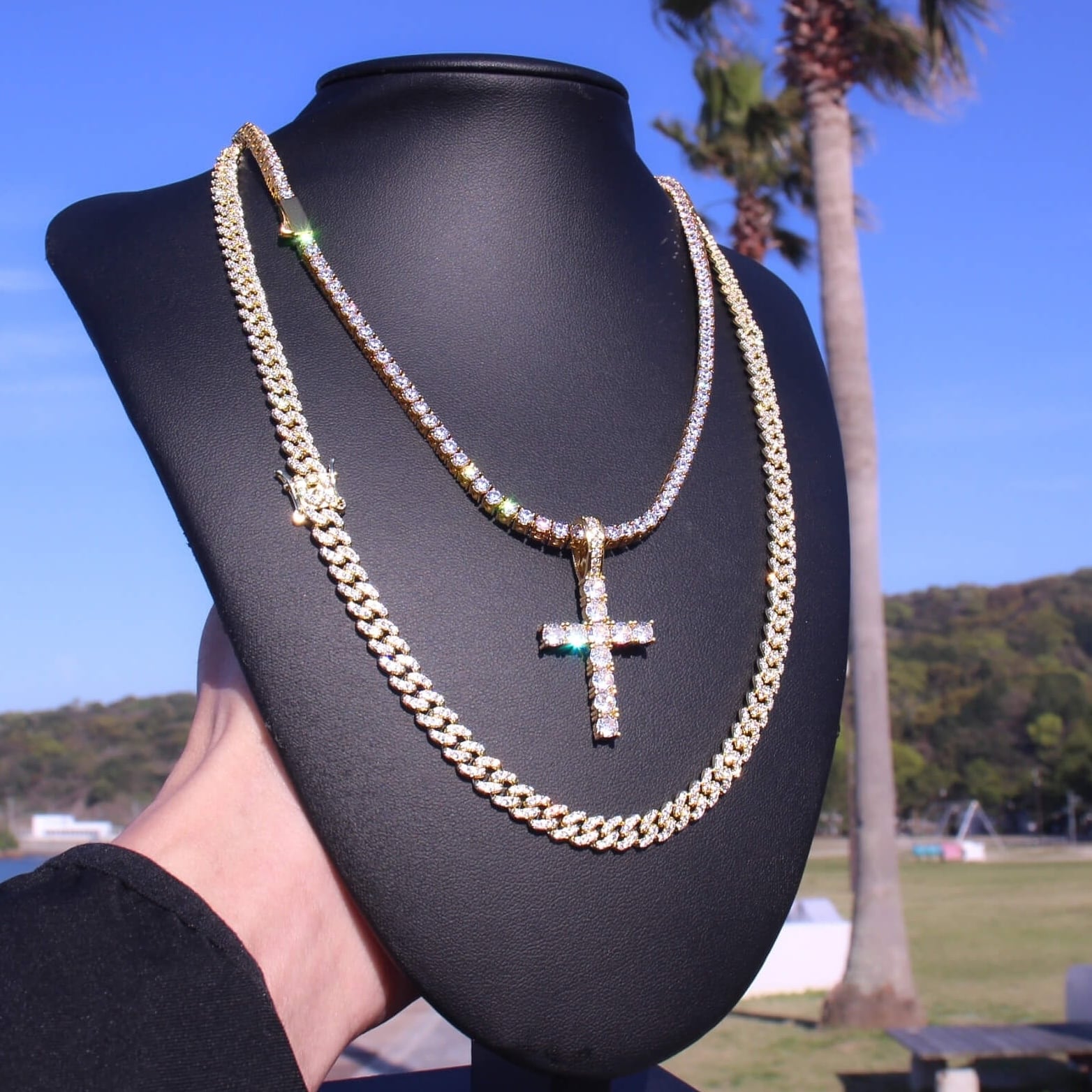 アクセサリー mand Iced Out Cross Necklace MP1-32 | MALIARE