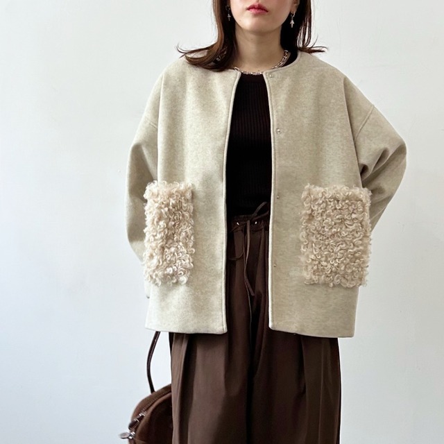【予約】Poodle fur pocket coat