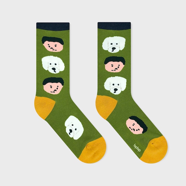 【JIN KITAMURA】北村人 SOCKS MIZUTAMA INUNEKO ソックス 水玉犬猫