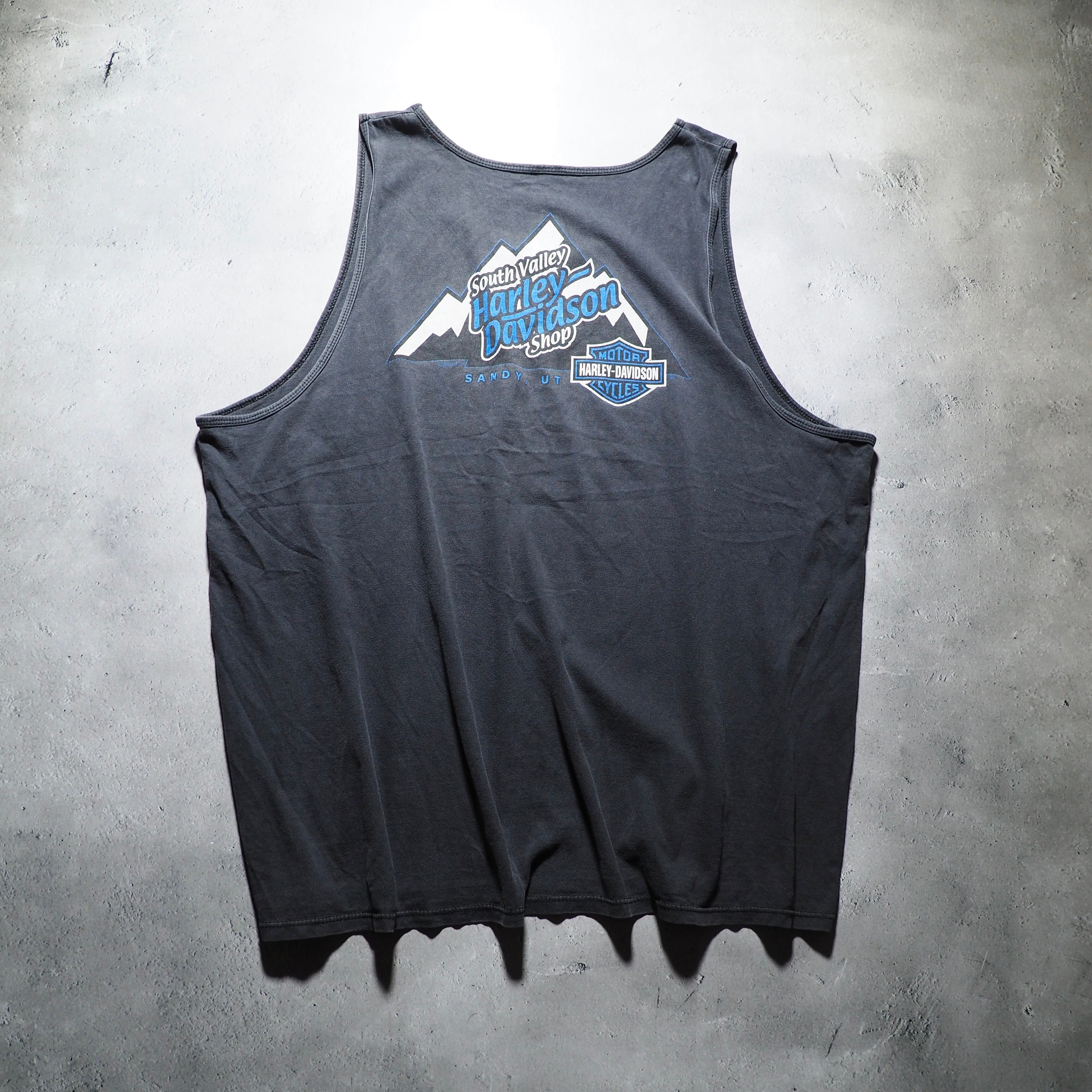 ” Harley-Davidson ” Aging fade printed loose Tank top Tee