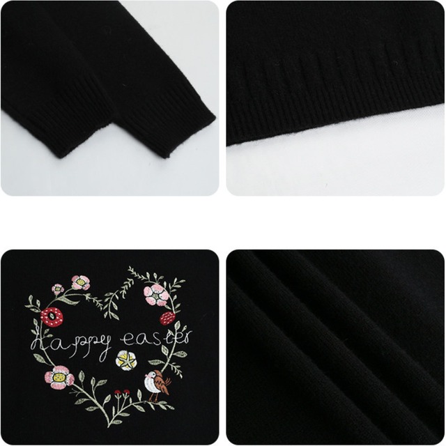 flower-embroidered knit　J00443