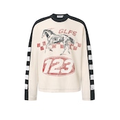 VINTAGE ストリート ホースグラフィック ワッフルロングTシャツ T2233