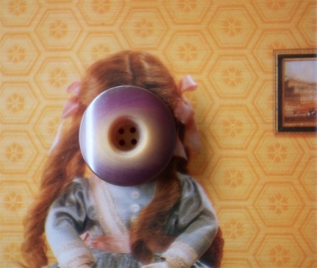 フランスヴィンテージ 50s ダリ的時計ボタンと濃密な灰紫  2.8c 2p