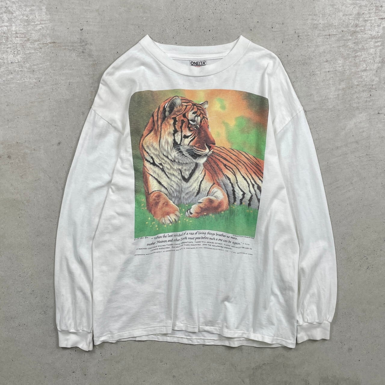 90年代 USA製 虎 トラ アニマルプリント アート ロングTシャツ ロンT 