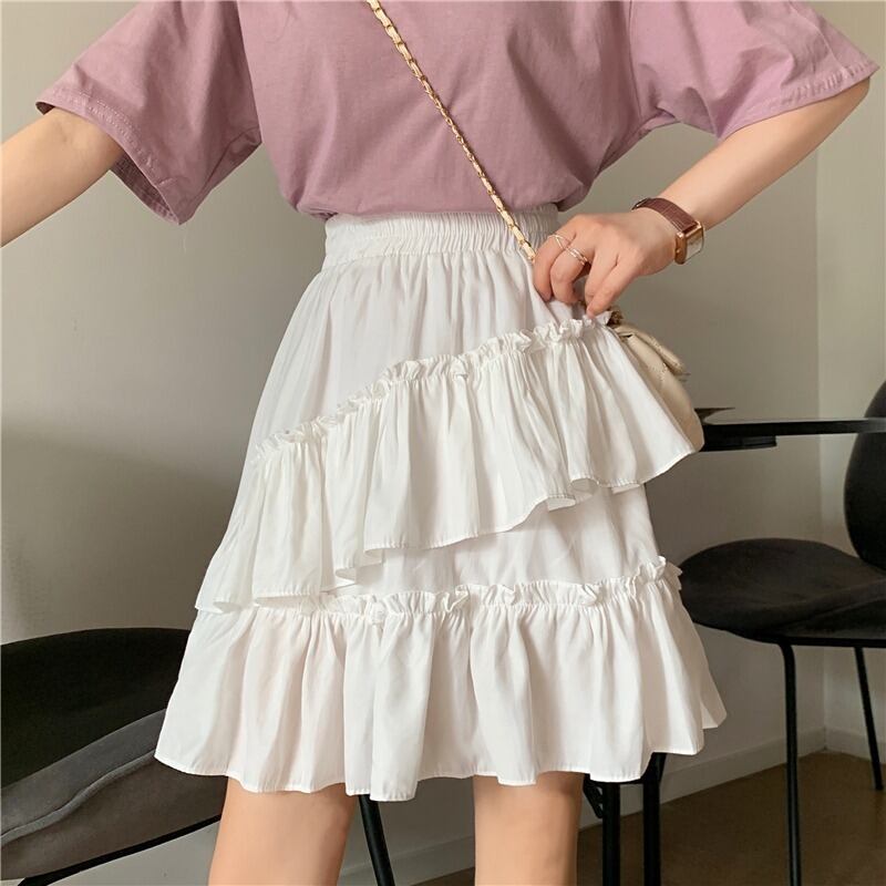 2020年夏の新作イレギュラーフリルデザインセンス伸縮性ウエストハイウエストショートスカートスカート 1号婦人31718262039