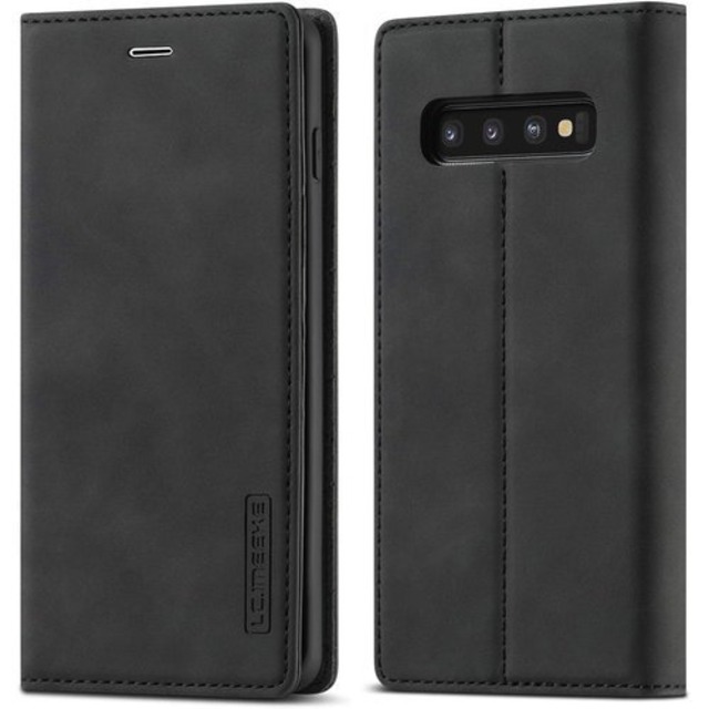 QLTYPRI Samsung Galaxy S10 Plus スマホケース 携帯ケース 手帳型 高級PUレザー 艶なしPU革 TPU バンパー カード収納 スタンド機能 マグネット 耐衝撃 全面保護 定番 おしゃれ 財布型 カバー - ブラック 600