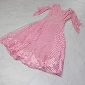 【美品 社交ダンス衣装】ワンピース ドレス prima boutique プリマブティック ピンク ラインストーン レース リボン 花柄 清楚