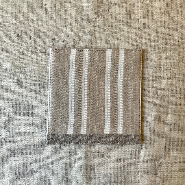 【ワーキングオフィス】布コースター・ラタン（アイボリー・グレージュ）IKI1437