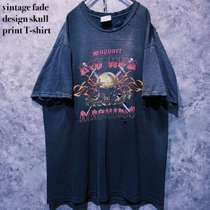 【doppio】vintage fade design skull print T-shirt