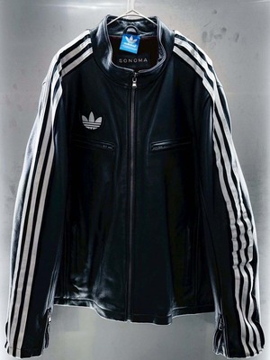 special "original re:meke" vintage "adidas"x vintage leather jacket three strip edition