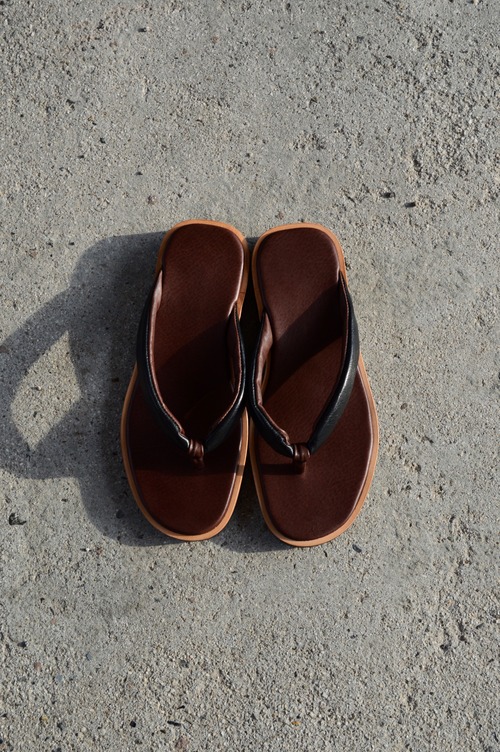 EMPIRE "TUKKAKE" Leather Sandals Sole VIBRAM Made in Nara DARK BROWN