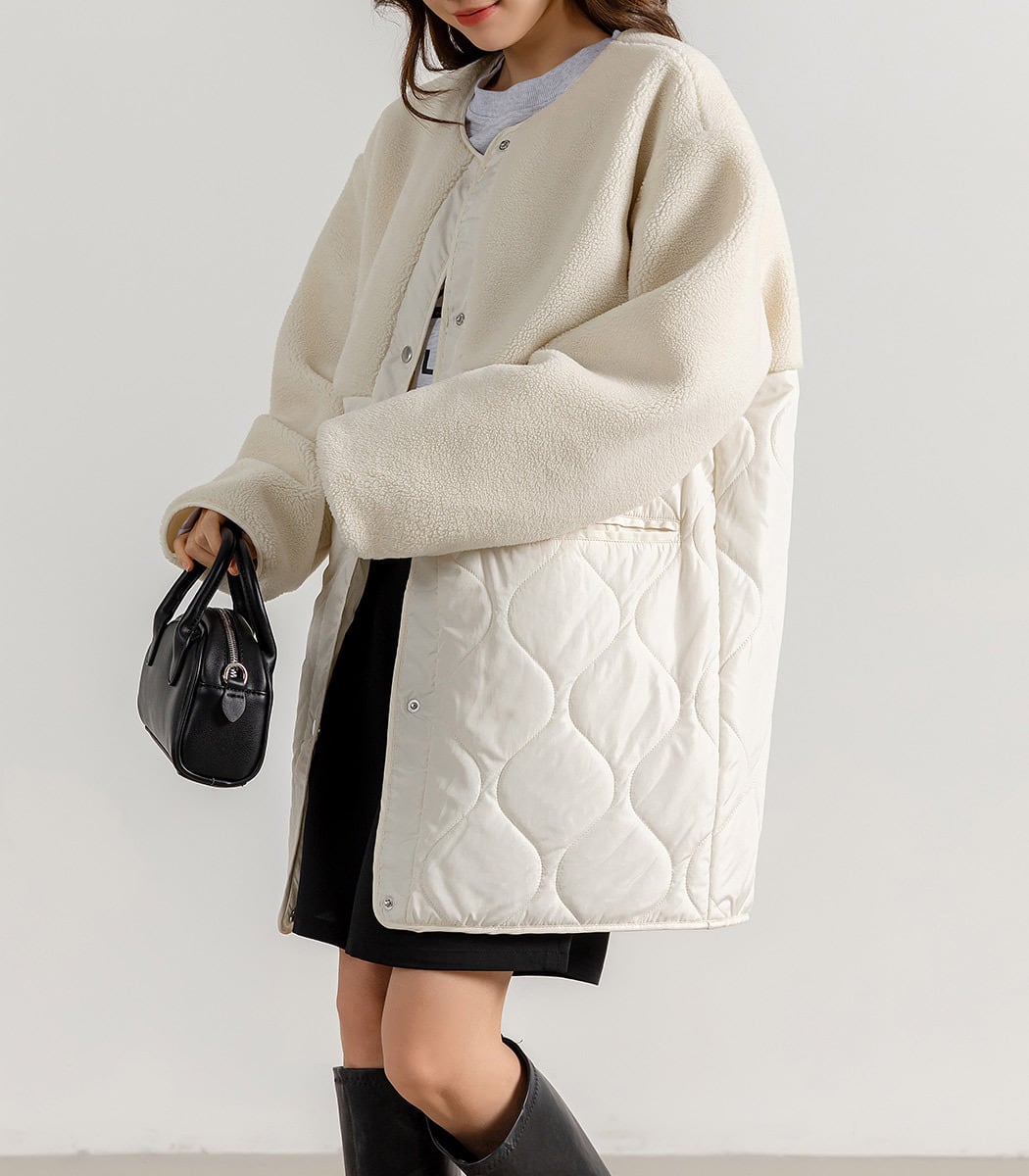 宅配便】ボア切り替えキルティングコート／tops2136 | DAY