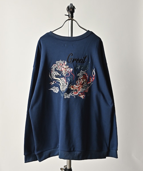 ATELANE dragon embroidered sweatshirts (BLU) 23A-24053