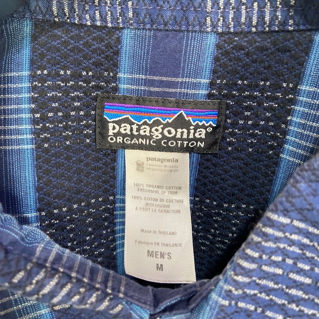 patagonia チェック柄シャツ オーガニックコットン 青 M 00s