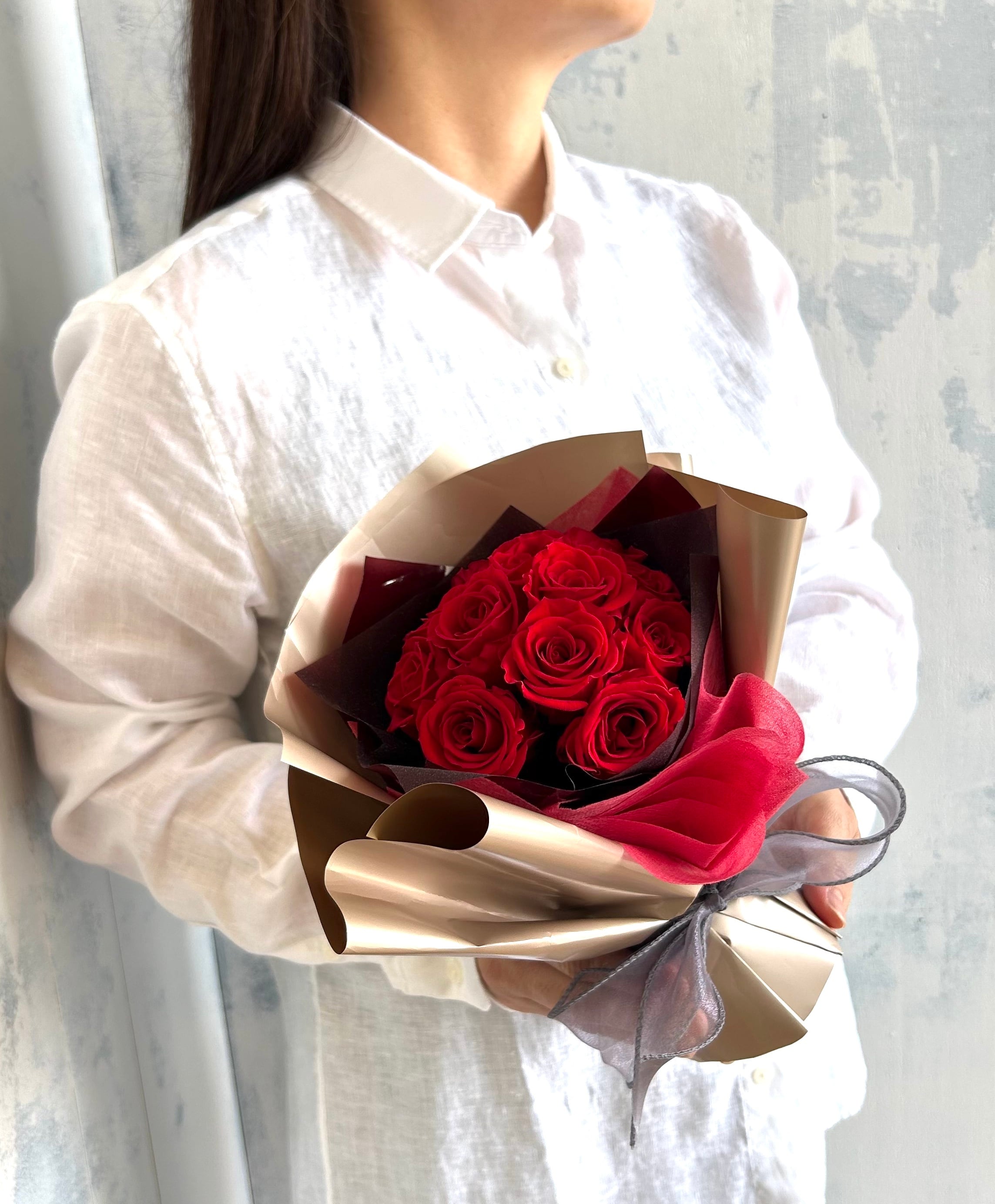 プロポーズ花束 12本赤薔薇（ダズンローズ）プリザーブドフラワー