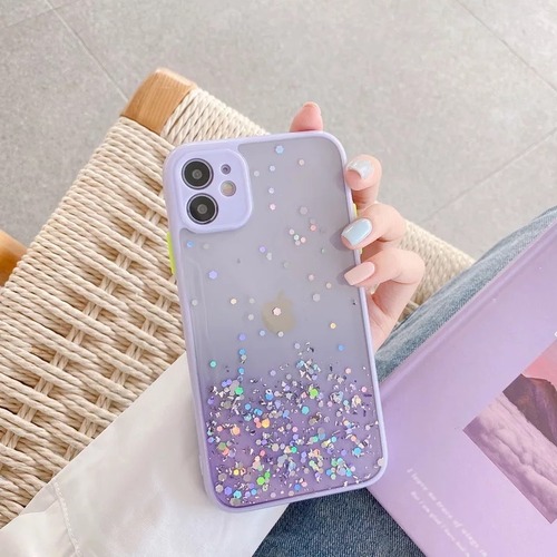 【iphoneXS MAX】パープル キラキラ ラメ クリア スマホ ケース カバー iphone アイフォンケース