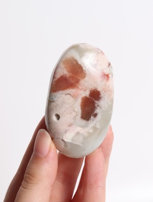 GREEN CHERRY BLOSSOM AGATE PALM STONE
