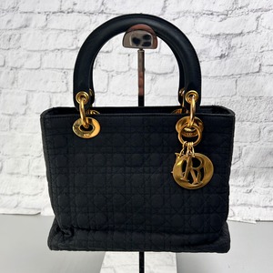 DIOR ディオール カナージュ キャンバス ハンドバッグ 黒 A-13760