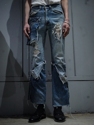 【add (C) vintage】"Original Remake" Levi's 501 Chaos Patchwork Pattern Flare Denim Trousers