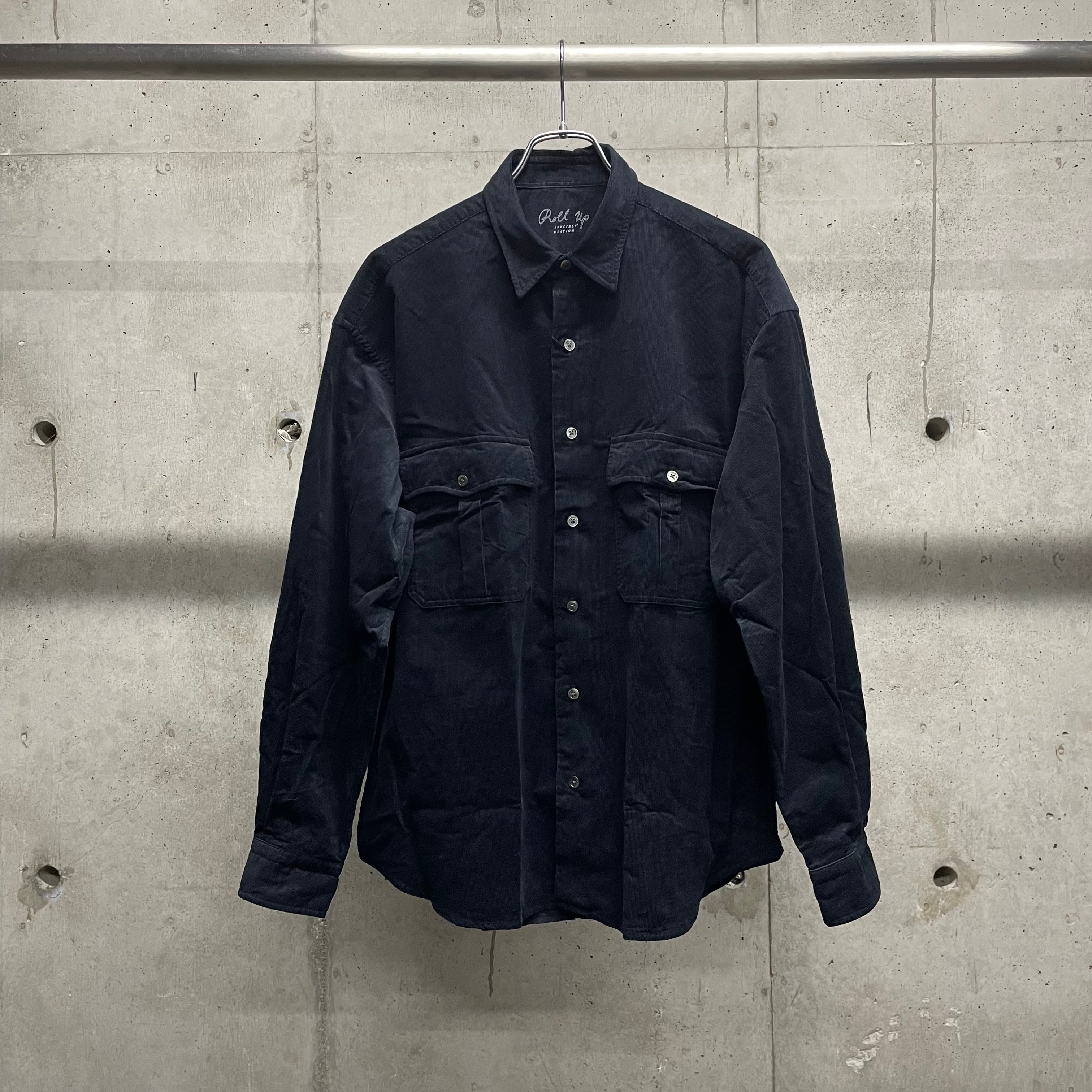 Porter Classic】ROLL UP ORGANIC CORDUROY SHIRT_BLACK | marfa store