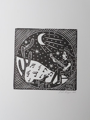 PABLO BORGE パブロ・ボルジェス 木版画 M 正方形　【POETA】