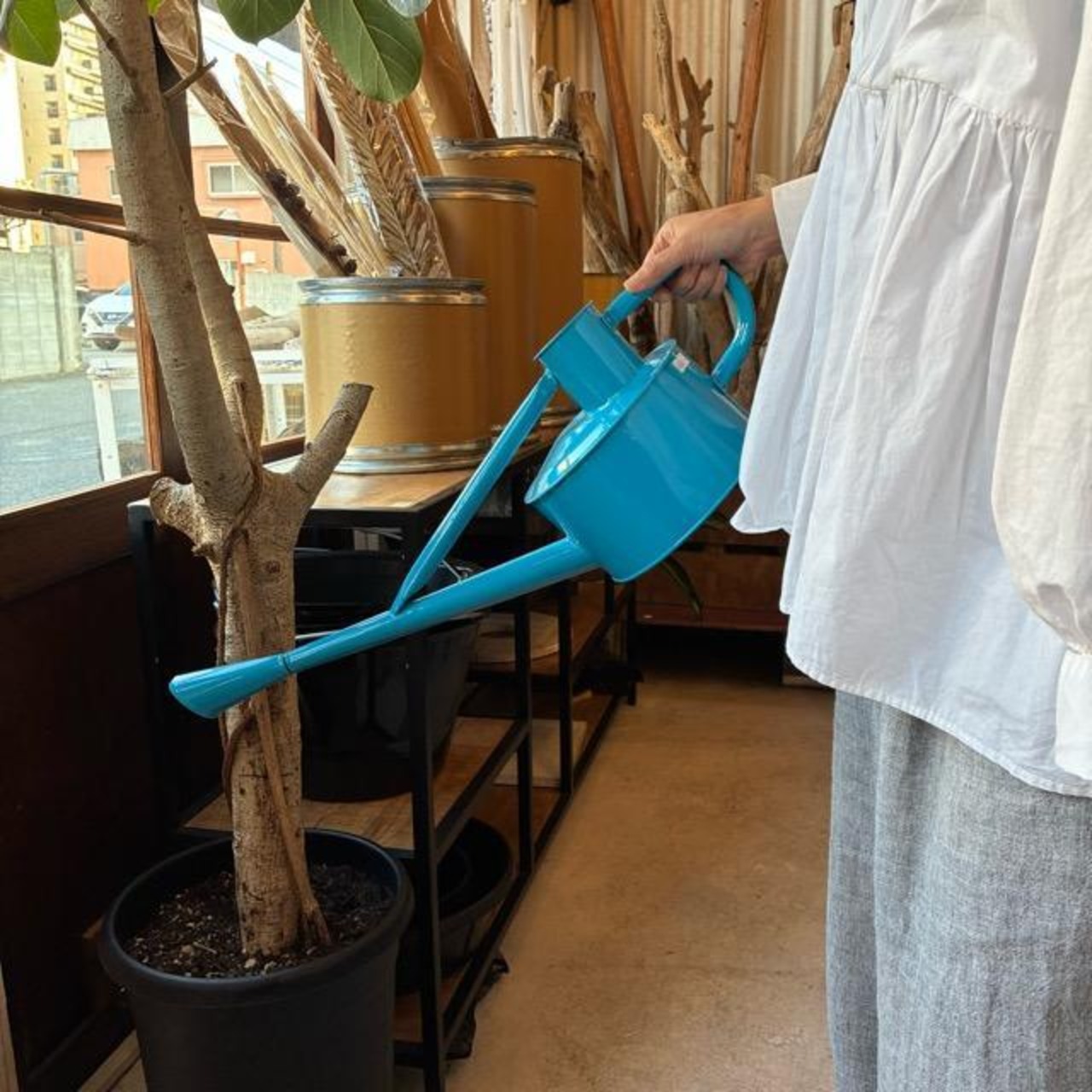 Earth Color Watering Can　Blue