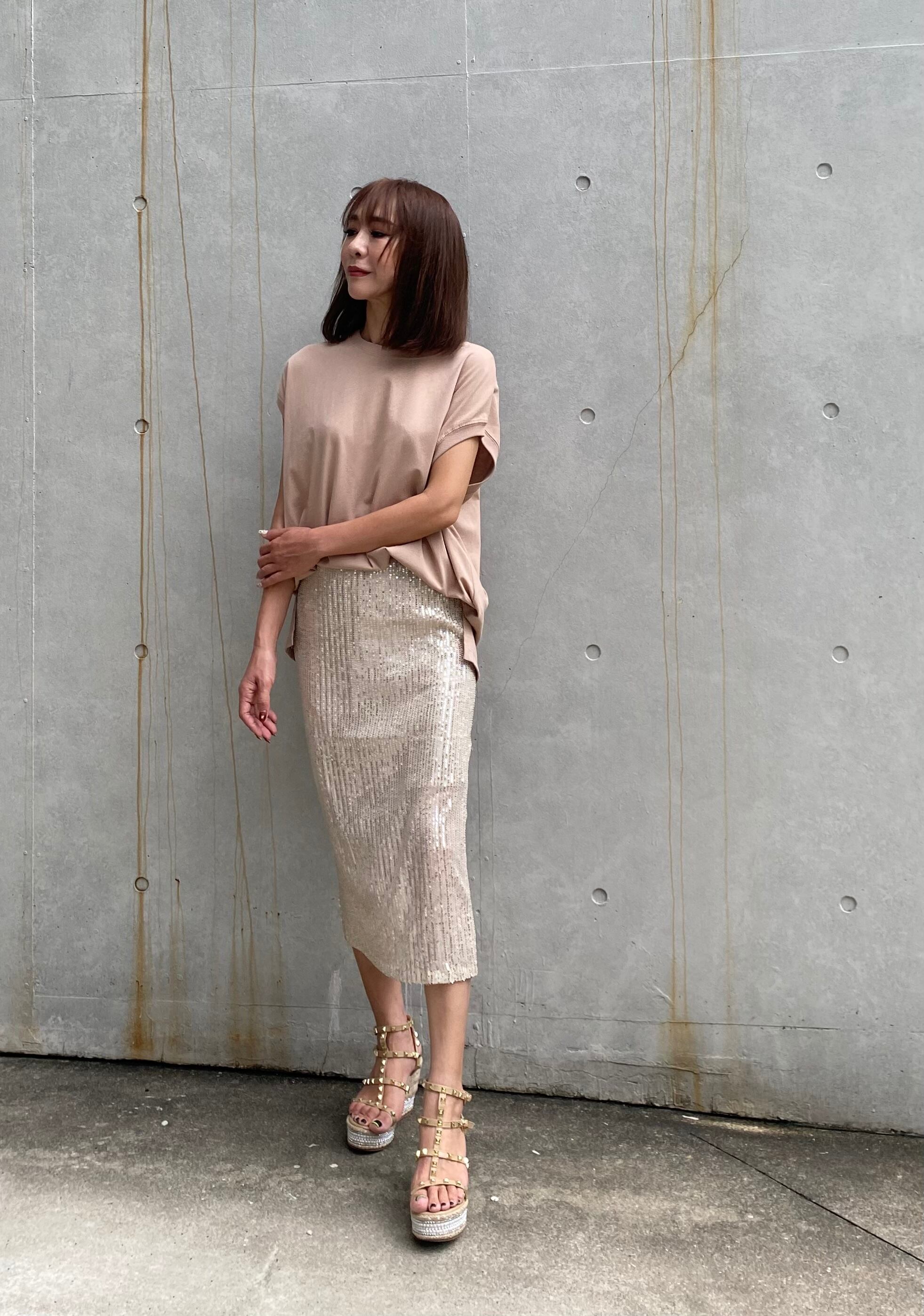 スパンコールロングスカート (シャンパンゴールド) | セレクトショップ