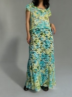 Laced design half sleeve long dress