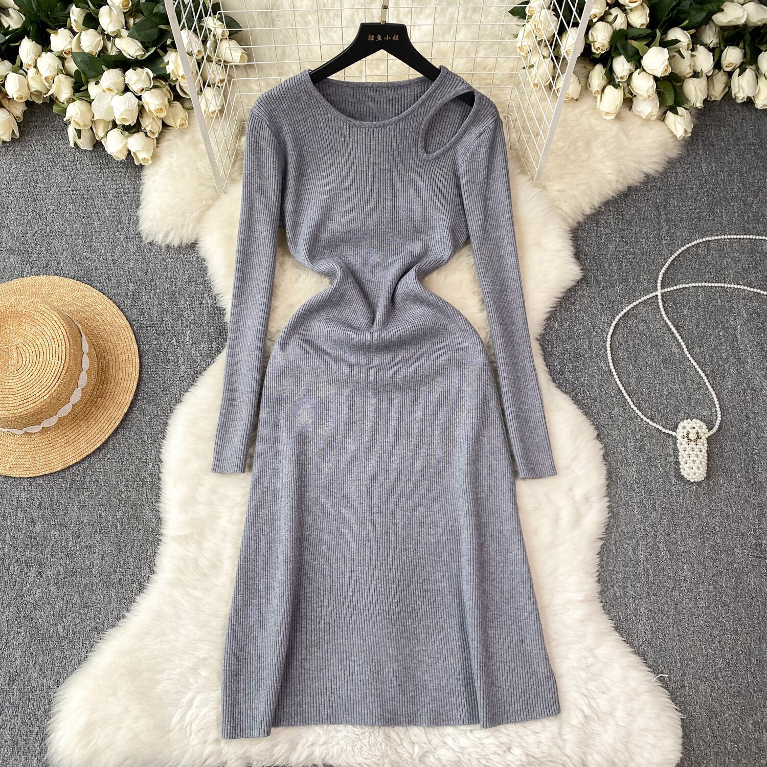 【dress】無地ニットワンピース M19644