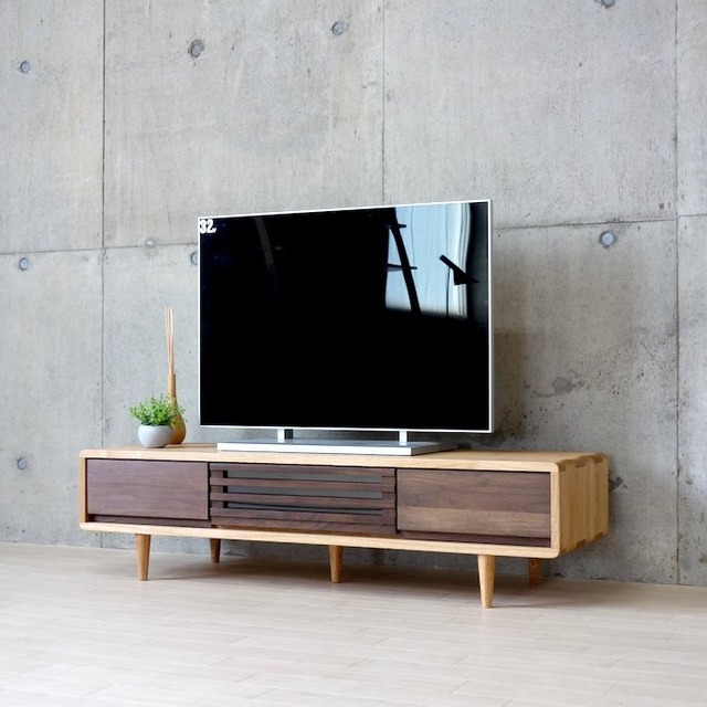 匠デザイン 無垢材 幅125 TVボード Low ライト テレビボード ナチュラル 木製 おしゃれ 北欧 ロータイプ ウォールナット ツートンカラー