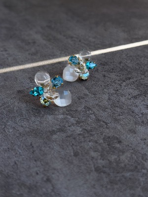 [天然石]冬色 ペールカラービジューピアス イヤリング