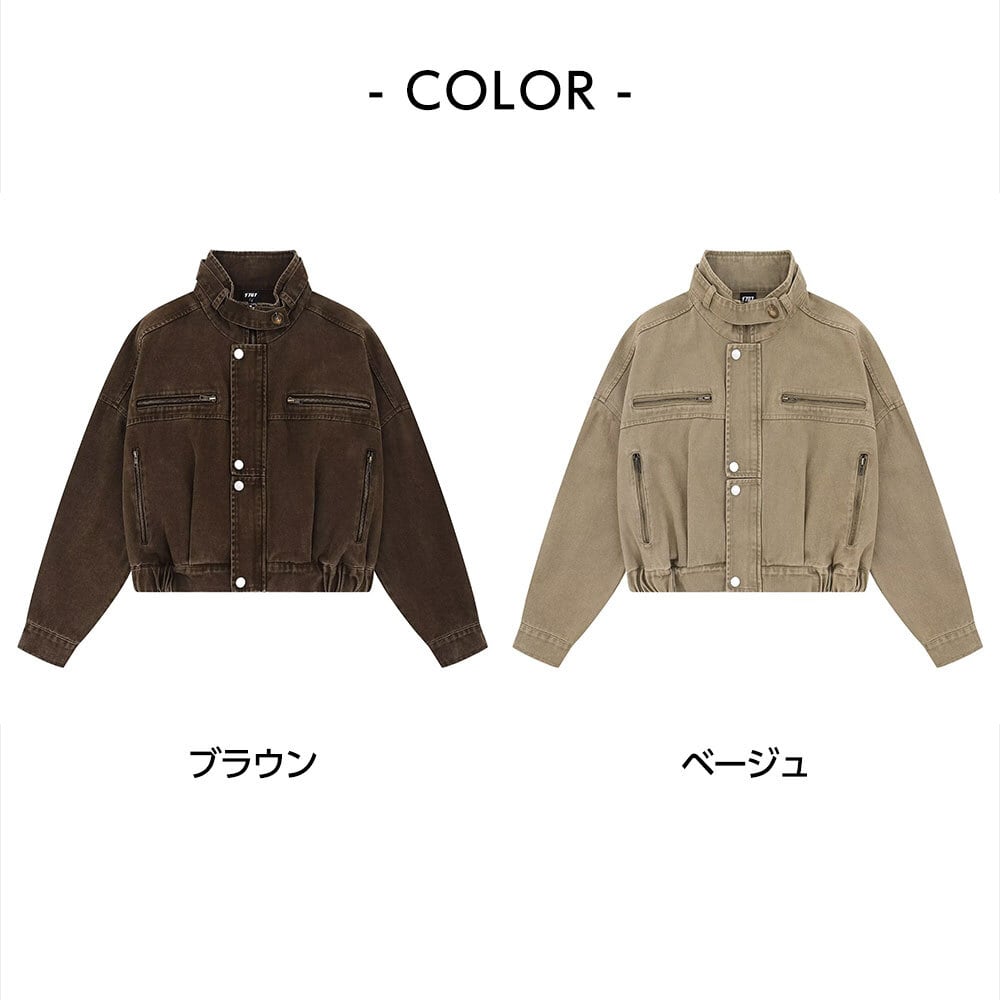 【送料無料】 ショート ジャケット レディース 春秋冬 アウター アメカジ レトロ 大人 カジュアル きれいめ ゆったり 羽織り スタンドカラー 丈夫 厚手 大人可愛い 大人女子