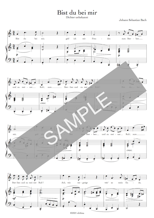 J. S. Bach: Bist du bei mir (in C)