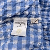 美品 Mademoiselle NON NON マドモアゼルノンノン チェック シアサッカー 半袖シャツ サイズ 38 M /水色ブルー×ホワイト