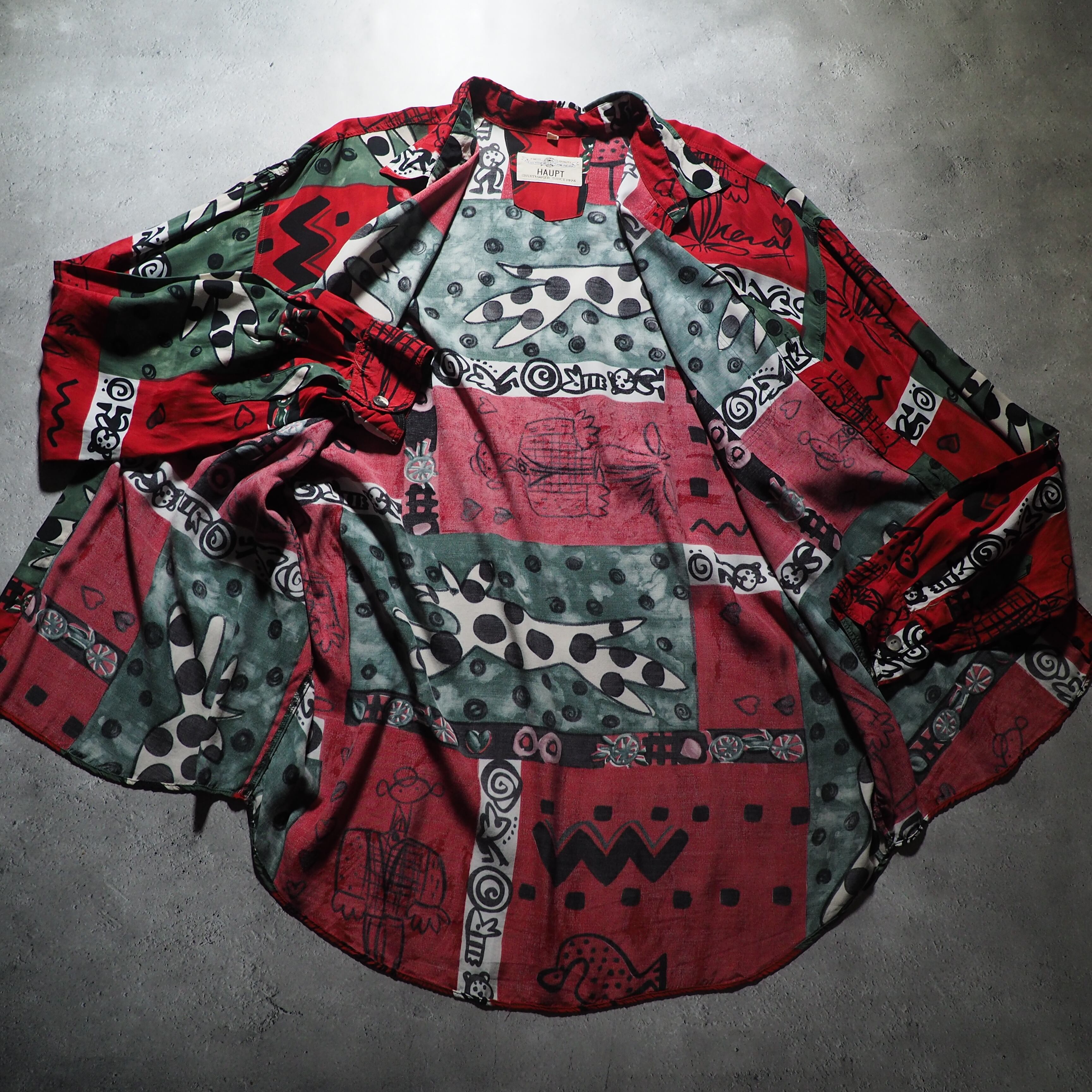 1990s Modern Retro art Painting vintage Drape loose shirt