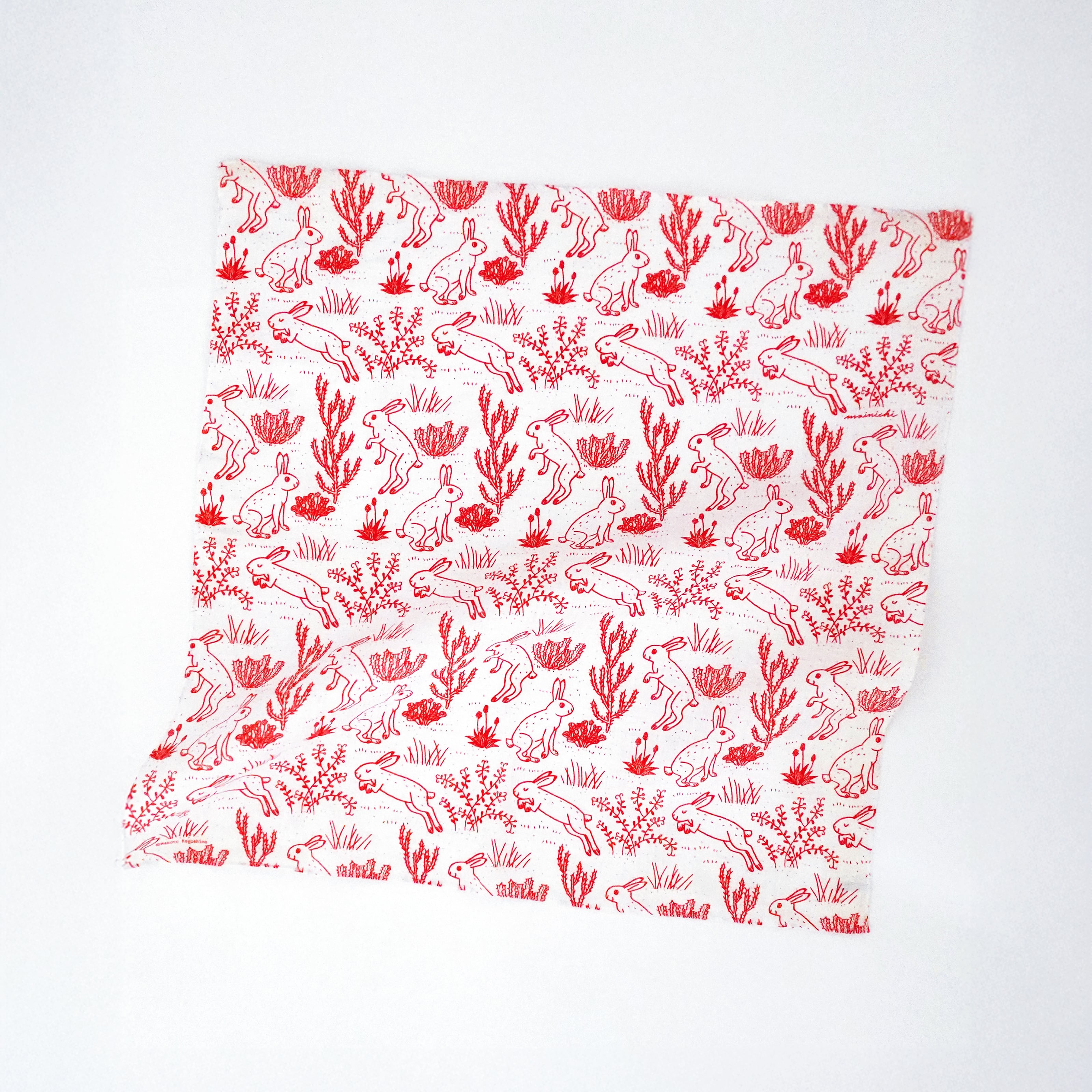 鹿児島睦「うさぎのリネンハンカチ」 | ブルーシープショップ