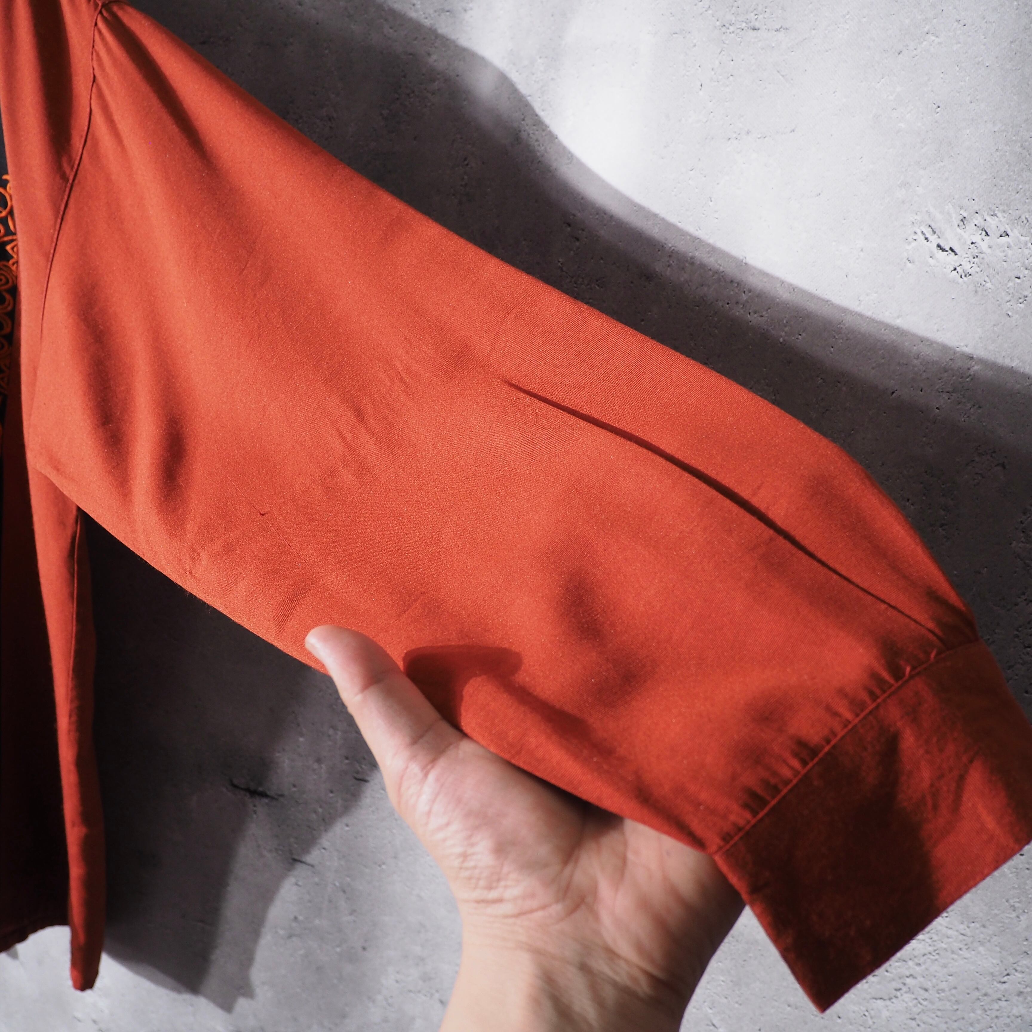 1990s " Pronti " Bi color × Embbossed vintage Band callar shirt