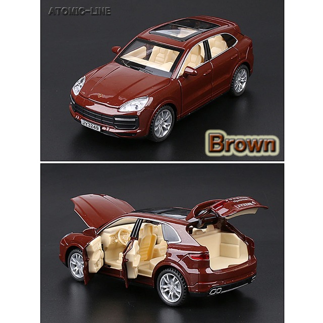 ポルシェ カイエン ターボ 1/32 ミニカー 全4色 ライト点灯 エンジンサウンド 合金モデル 模型